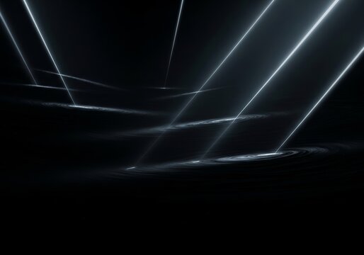 A cinematic scene featuring a profound abyss of shadows where singular beams of sharp light pierce the mysterious and infinite darkness, gradient, background, obscure