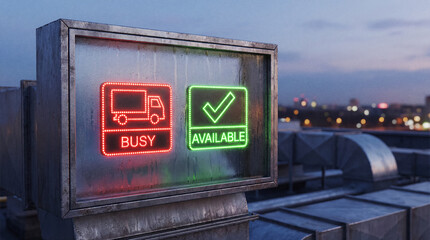 Obraz premium Loading Dock status indicator icons on rooftop hub
