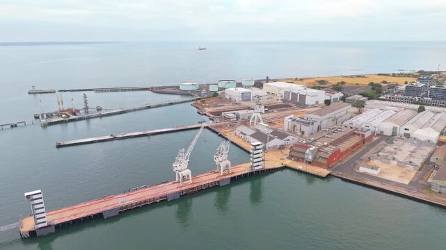 Industrial port and pier aerial Williamstown Melbourne