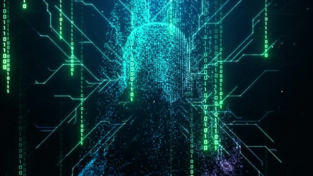 Matrix Code Digital Head AI Animation