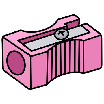 cartoon illustration of a pink pencil sharpener 