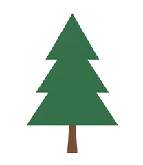Obraz premium Minimalist Pine Tree Icon in Deep Green Flat Design on White Background