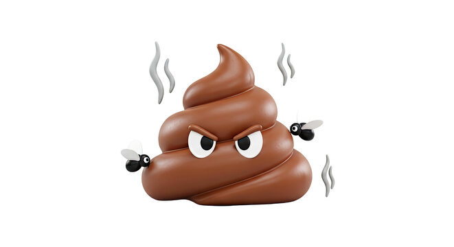 Angry Poop Emoji with Flies and Stink Lines