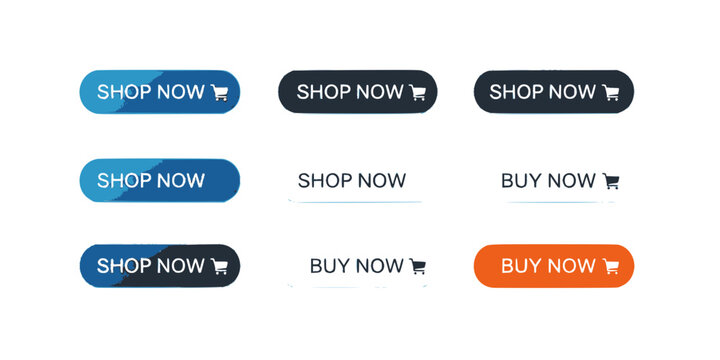 Shop now. Set of button shop now or buy now. Modern collection for web site. Vector illustration. 
