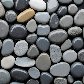 set of various unpolished gray stones with names