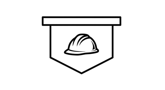 Vector illustration of a construction hard hat on a pennant banner