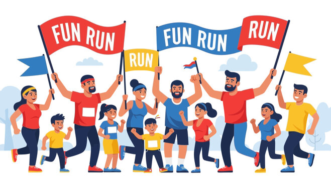 Joyful Families Participate In A Colorful Fun Run Event Together