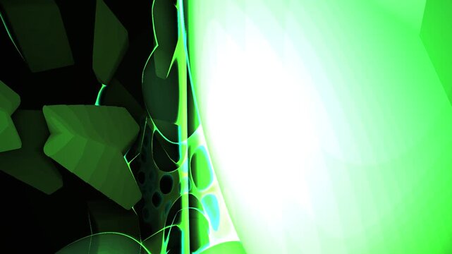 Glowing green honeycomb pattern closeup.