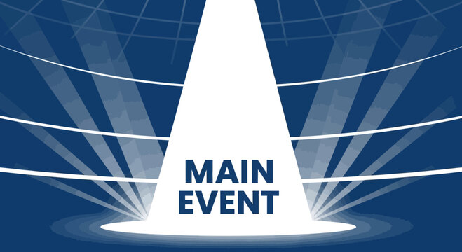Main Event Spotlight In Dramatic Blue Arena Lighting Stage