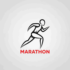 Obraz premium Minimalist Silhouette Depicting a Runner Emphasizing Endurance and Athleticism for Marathon