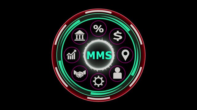 Mms logo animation with business icons