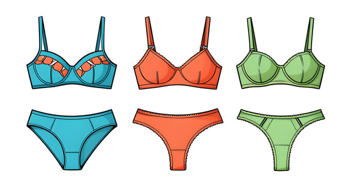 underwear, lingerie, panties, bra, women underwear illustration, lingerie vector illustration, bra and panty design, female fashion clothing, intimate apparel design, underwear set collection, lingeri