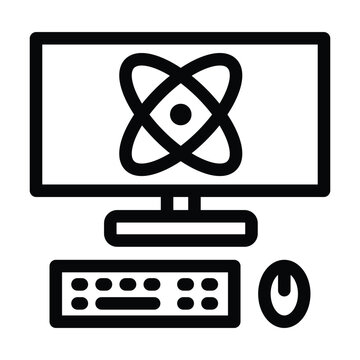 Quantum simulation icon representing modeling of complex systems using quantum computers. Useful for research, physics, chemistry, and advanced computational studies.