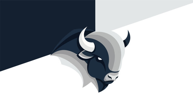 Bison head illustration on dark and light background