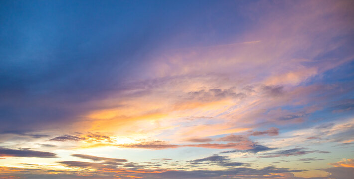 A stunning sunset sky with clouds