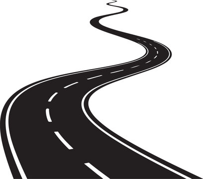 Winding road stretching into the distance ahead of journey
