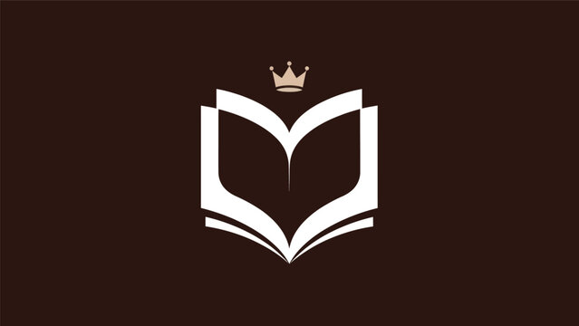 Book with crown logo design