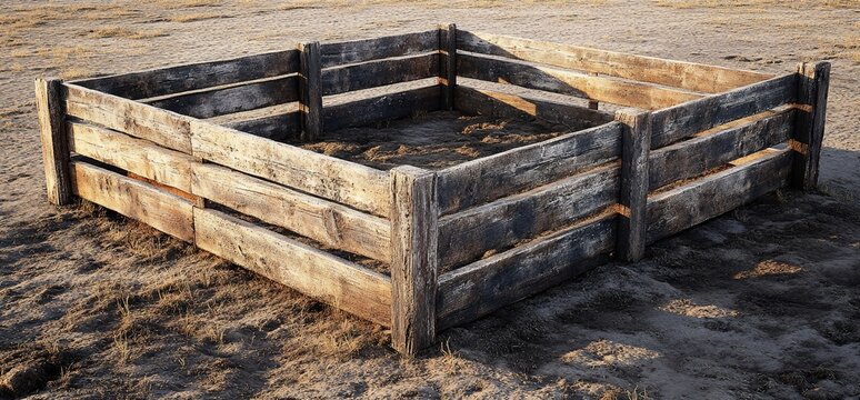 Aged Wooden Raised Garden Bed.