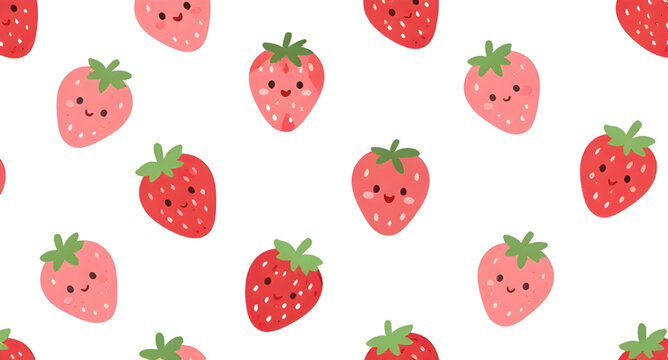 seamless background with strawberry isolated on white background for fruit pattern design, seamless strawberry pattern background for textile and surface design projects, strawberry fruit seamless bac