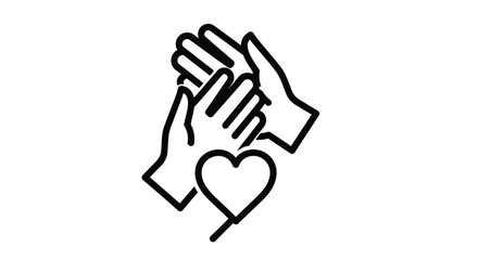 Fototapeta premium A simple yet powerful vector graphic illustrating hands delicately holding a heart, representing concepts of love, care, compassion, unity, and a strong sense of community support.