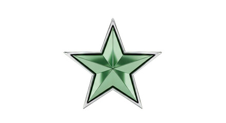 Obraz premium Green metallic star on white background