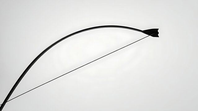 taut. A minimalist arc of a taut bowstring and arrow. STEM education sheets, lab safety posters, designed for biotech research communications and STEM education and laboratory safety posters.