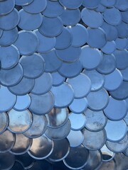 Fototapeta premium metal circle pattern background, silver disc texture, industrial geometric surface, modern architectural abstract design background