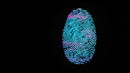 Vibrant Digital Fingerprint on Black Background