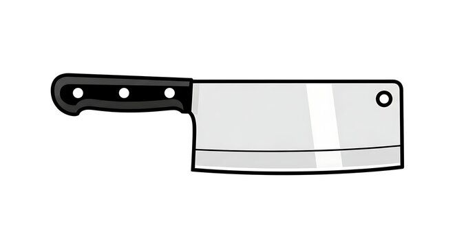 Butcher knife illustration with black handle.