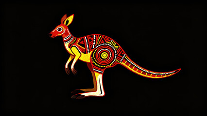Vibrant Aboriginal Art Kangaroo