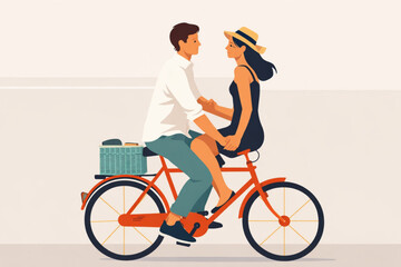 Obraz premium man and woman riding bikes