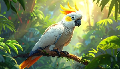 Fototapeta premium white parrot perched on a branch