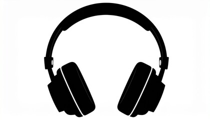 Fototapeta premium Headphone Silhouette: A sleek, black headphone, its form a testament to simplicity and sound, is positioned prominently. Evoking a sense of auditory delight and technological sophistication.