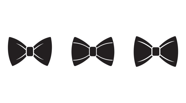 Three black bow ties with white lines on a white background for fashion accessories  elegant neckwear designs