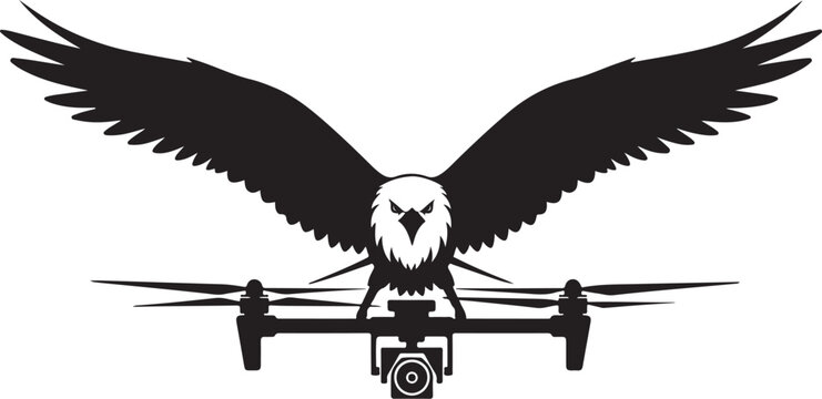 Eagle with drone and camera in flight