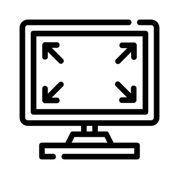 Monitor screen expansion full size web development concepts, illustrating software functionality, coding tutorials, and digital graphic enhancements. Full size screen expansion icon on monitor.
