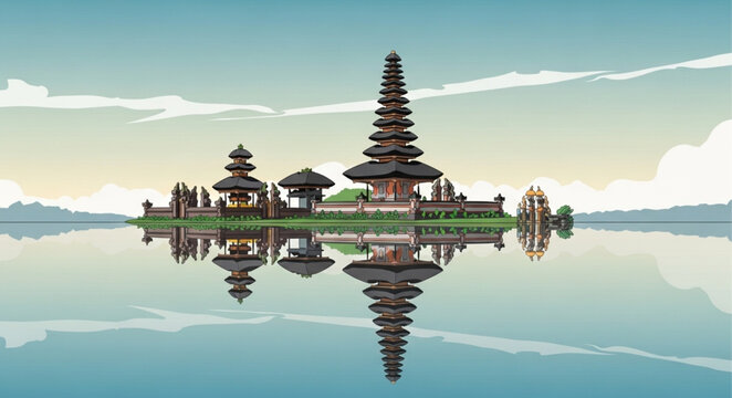Pura Ulun Danu Bratan Temple - A Serene Reflection on Lake Bratan.