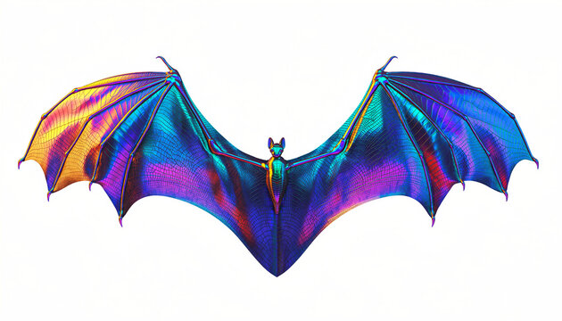 Vibrant colorful kite in bat shape.