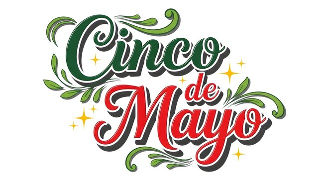 Cinco de mayo celebration logo with green and red text