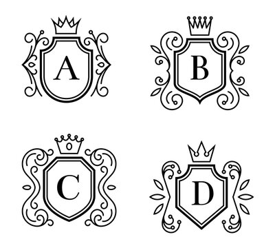 Monograma logo com escudos e coroas