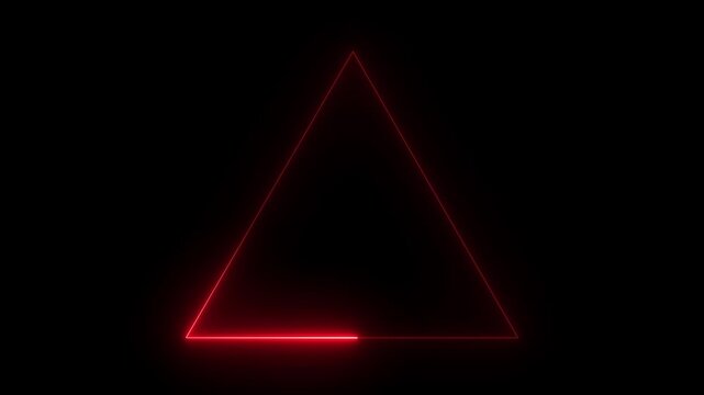 Simple neon triangle animation black blackground animation by cyan neon on black background 4k video...