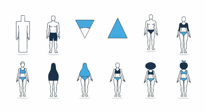 Human Body Shape Silhouettes and Geometric Forms.