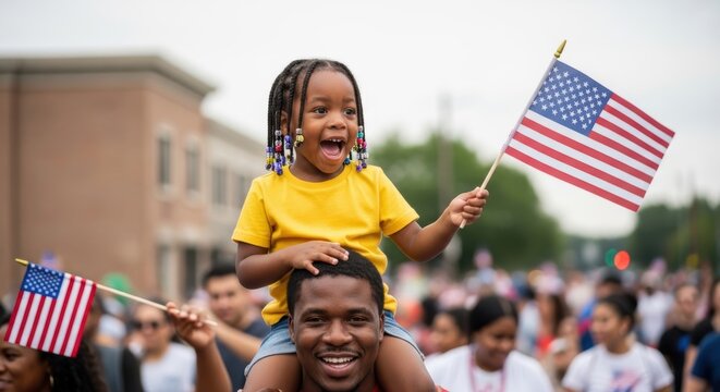 Happy African American father and daughter celebrating Juneteenth