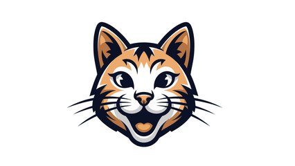 Obraz premium Cartoon cat face smiling vector illustration
