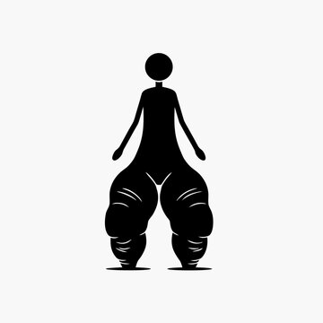 Flat Black Silhouette Icon Of A Person With Highly Swollen And Enlarged Legs Symbolizing Severe Elephantiasis