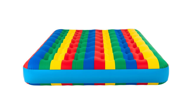 Inflatable bounce house colorful striped jumping castle for kids isolated on white background