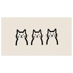 Fototapeta premium Cats in naive art style hand drawn vector illustration