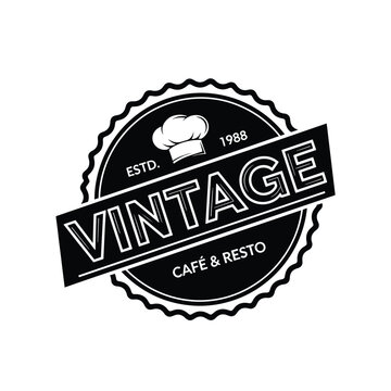 Classic Cafe and Restaurant Logo Emblem with Chef Hat and Vintage Estd. 1988 Design