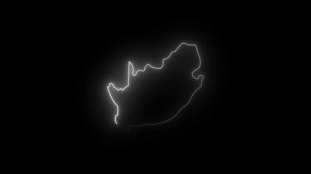 Ecuador outline glowing white neon light map shape animation on black background digital 4k video...