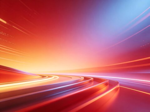 Abstract Speed Light Trails on Curved Road